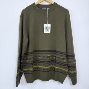 Toad&Co Cazadero Fair Isle Sweater Mens Size L Fir Green Non Mulesed Wool Blend‎